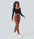 SoftlyZero™ Plush High Waisted Drawstring Pocket Plain Full Length Joggers - Sequoia