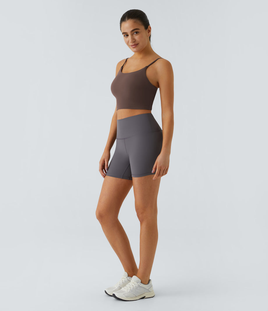 Basic Padded Workout Cropped Low Support Tank Top A-D Cups - Bracken