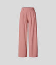 High Waisted Pocket Wide Leg Flowy Solid Palazzo Casual Linen-Feel Pants - Rosette