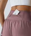 SoftlyZero™ Airy Super High Waisted 2-in-1 Cool Touch Yoga Shorts with Pockets - Deep Tea Brown