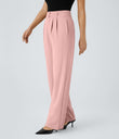 Halara Flex™ High Waisted Zipper Pocket Shirred Straight Leg Work Pants - Peachskin