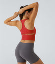SoftlyZero™ Plush U Neck Racerback Cut Out Cropped Yoga Tank Top - Poinsettia