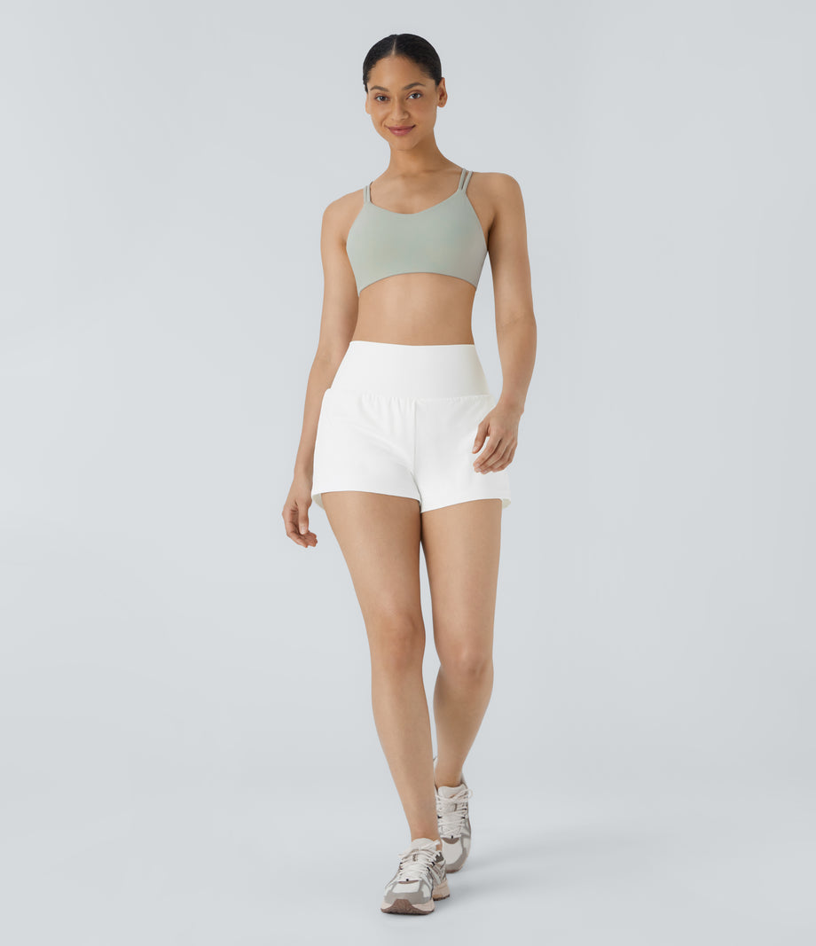 SoftlyZero™ Airy Super High Waisted 2-in-1 Cool Touch Yoga Shorts with Pockets - White