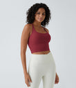 Crisscross Backless Built-in Bra Cropped Running Tank Top A-D Cups - Deep Wine