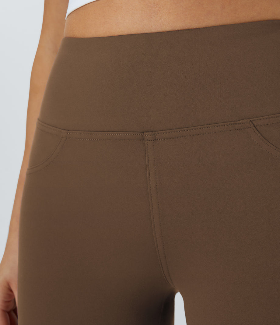 DayStretch High Waisted Pocket Flare Yoga Leggings - Sepia