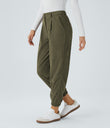 Mid Rise Zipper Pockets Corduroy Casual Joggers - Hazel Mist Green