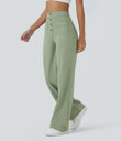 DayStretch High Waisted Pockets Straight Leg Casual Pants - Asparagus