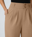 Halara Flex™ High Waisted Zipper Pocket Shirred Straight Leg Work Pants - Cartouche