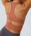 SoftlyZero™ Plush U Neck Racerback Cut Out Cropped Yoga Tank Top - Sun Baked