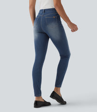 Halara Flex™ High Waisted Casual Skinny Jeans with Pockets - Estate Blue Denim
