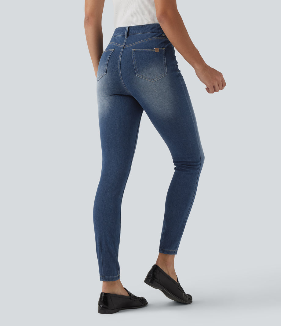 Halara Flex™ High Waisted Casual Skinny Jeans with Pockets - Estate Blue Denim