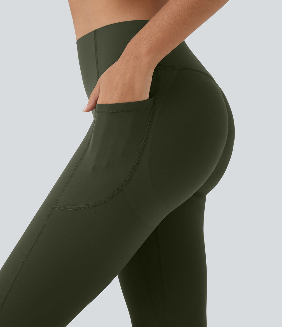 Halara UltraSculpt™ High Waisted Scrunch Butt Lifting Tummy Control Pocket Shaping Capri Training Leggings - Deep Woodland Green