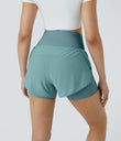 Breezeful™ Super High Waisted Curved Hem 2-in-1 Pocket Quick Dry Yoga Shorts 3.5'' - Mineral Blue