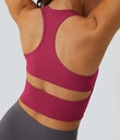 SoftlyZero™ Plush U Neck Racerback Cut Out Cropped Yoga Tank Top - Cherries Jubilee