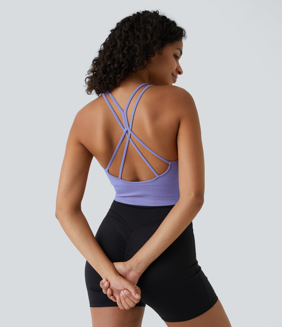 OneForm Seamless Flow Low Support Ruched Double Straps Sports Bra A-D Cups - Easter Egg