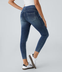 Halara Flex™ High Waisted Pockets Denim Casual Leggings - Royal Blue Denim