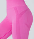 OneForm Seamless Flow High Waisted Ruched 7/8 Yoga Leggings - Fuchsia Fedora
