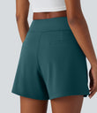 DayStretch High Waisted Work Baggy Shorts 4'' with Pockets - Atlantic Deep