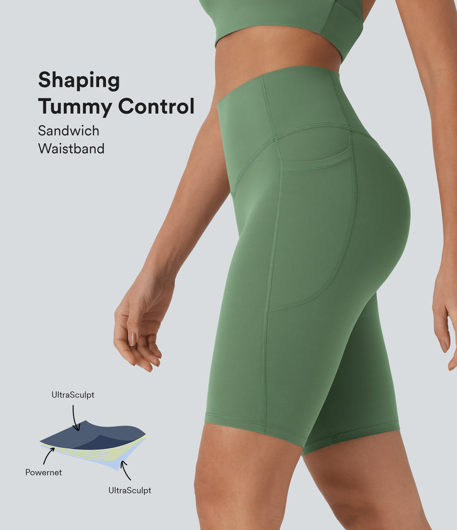 Halara UltraSculpt™ High Waisted Tummy Control Pocket Shaping Training Biker Shorts 9'' - Kashmir