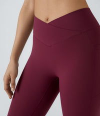 Patitoff™ 2.0 Pet Hair Resistant High Waisted Crossover Side Pocket Yoga Leggings - Anemone