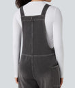 Halara Flex™ V Neck Pocket Washed Denim Casual Overalls - Cool Gray Denim