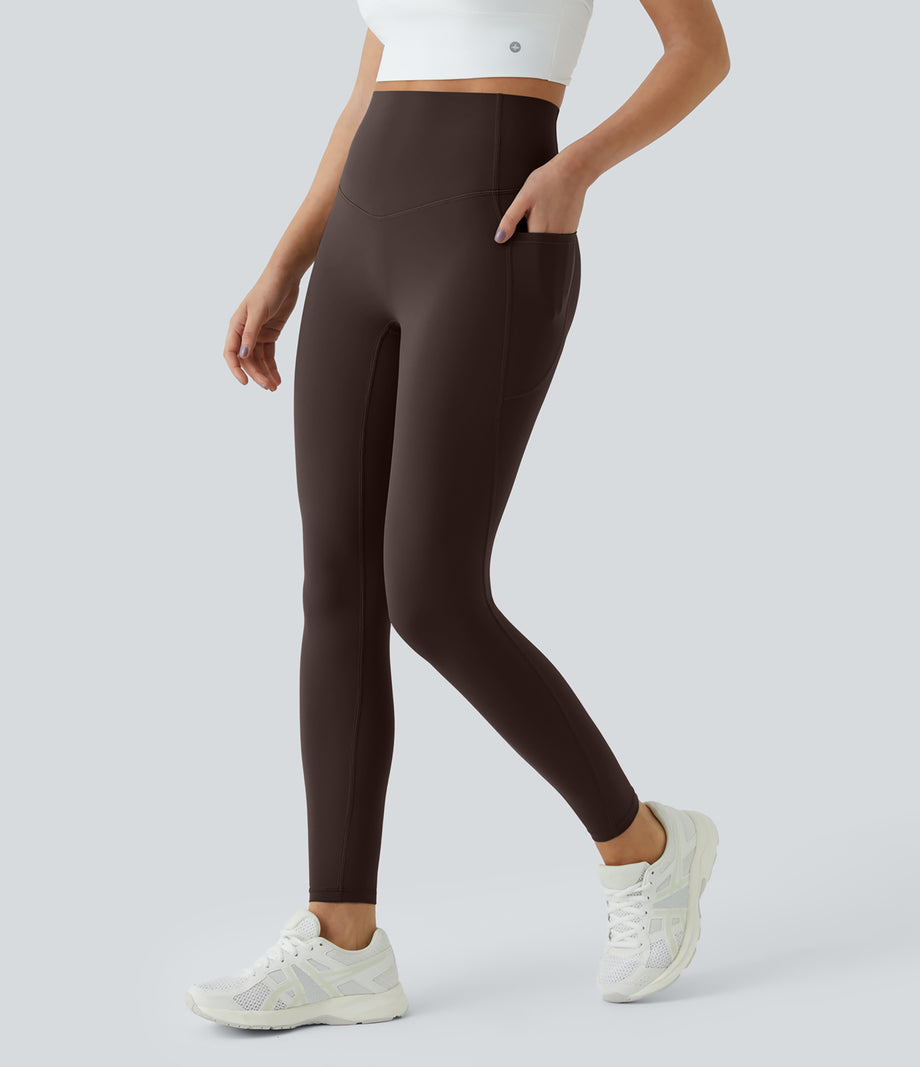 Halara UltraSculpt™ High Waisted Tummy Control Pocket Shaping Training Leggings - Hot Fudge