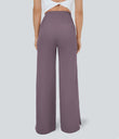 DayStretch Crossover Pocket Hem Wide Leg Yoga Pants-Smile - Nebula Purple