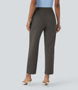 Halara Flex™ DayStretch High Waisted Pocket Ankle Length Tapered Work Pants - Deep Red Grey