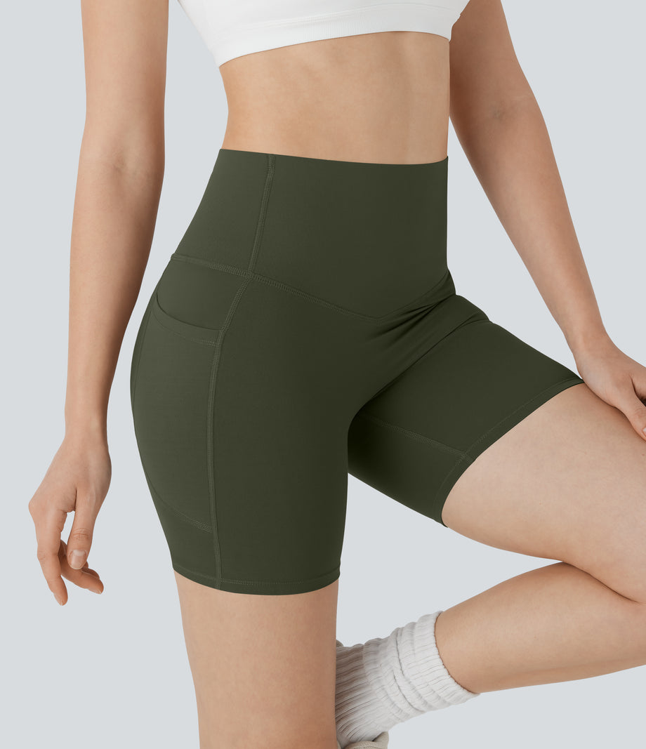 Halara UltraSculpt™ High Waisted Butt Lifting Tummy Control Pocket Shaping Training Biker Shorts 5'' - Deep Woodland Green