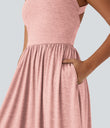 Twisted Backless Split Flowy Maxi Resort Dress with Pockets - Creole Pink Floral Yarn