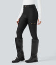 High Waisted Sheen 7/8 Leggings with Pockets - Black