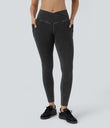 Halara Flex™ Crossover Pocket Washed Denim Work Leggings - Hemp Rope Black Denim