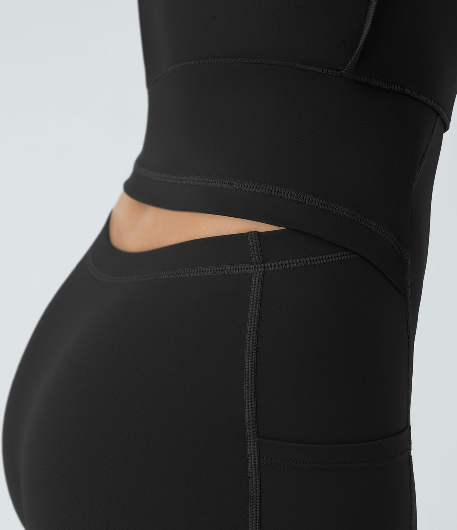 SoftlyZero™ Airy Backless Twisted Flare Low Support Dance Active Dress-Longer Length-Easy Peezy Edition A-D Cups - Black