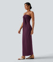 Halter Tie Back Maxi Dress with Pockets - Fig
