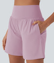SoftlyZero™ Airy Super High Waisted 2-in-1 Cool Touch Yoga Shorts 7" with Pockets - Pink Purple