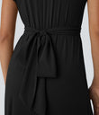 Breezeful™ V Neck Short Sleeve Pocket Tie Back Quick Dry Midi Casual Dress-Longer Length - Black