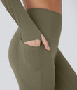 SoftlyZero™ Plush Thermal High Waisted Tummy Control Pocket Workout Leggings - Deep Sage