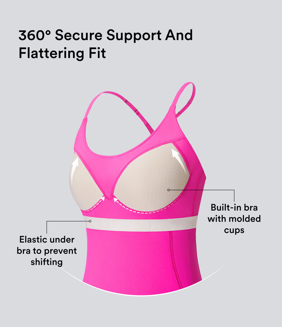 SoftlyZero™ Plush Molded Cups Low Support Dance Active Dress-Easy Peezy Edition A-D Cups - Fuchsia Purple