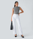 Halara Flex™ High Waisted Back Side Pocket Slight Flare Work Pants - White