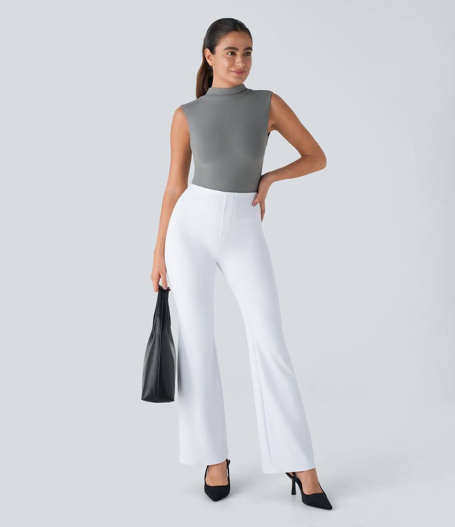 Halara Flex™ High Waisted Back Side Pocket Slight Flare Work Pants - White