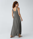 U Neck Flowy Maxi Casual Tank Dress - Darl Gray Floral Yarn