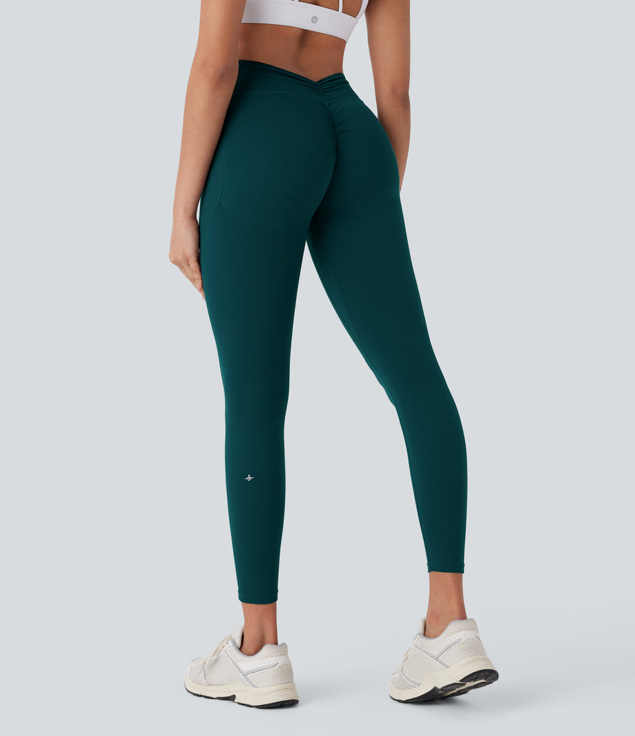 Halara UltraSculpt™ High Waisted Tummy Control Butt Lifting Ruched Pocket Shaping Yoga Leggings - June Bug