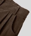 Mid Rise Zipper Pocket Corduroy Casual Pants - Demitasse