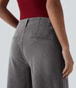Halara Flex™ High Waisted Pockets Washed Casual Wide Leg Jeans - Cool Gray Denim