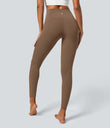 SoftlyZero™ Crossover Pocket Plain Leggings-UPF50+ - Muted Brown