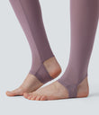 Breezeful™ High Waisted Pleated 2-in-1 Contrast Mesh Quick Dry Dance Stirrup Skirted Leggings with Pockets - Elderberry