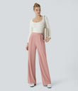 Halara Flex™ High Waisted Body Sculpt Waist-Slimming Pocket Wide Leg Micro Waffle Work Pants - Rose Tan