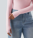 Halara HeatCore Turtleneck Long Sleeve Thumb Hole Casual Warming Top - Pale Lilac