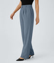 Halara Flex™ High Waisted Zipper Pocket Shirred Straight Leg Work Pants - Coronet Blue