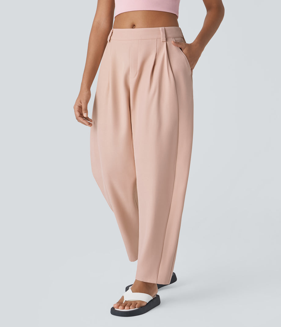 Mid Rise Pocket Barrel Leg Baggy Work Pants - Frosty Grapefruit Orange